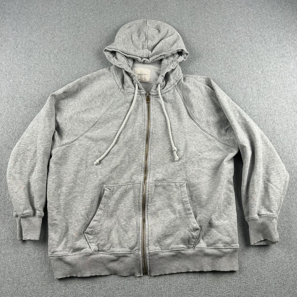 American Eagle Hoodie Womens XS/S Full Zip Gray Fleece Pocket Long Sleeve